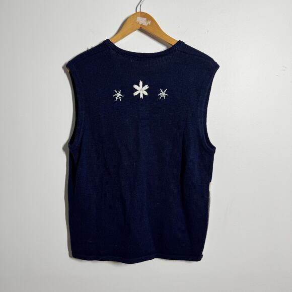 VINTAGE 90s Bobbie Brooks Schnauzer Cardigan L Cottagecore Knit Sweater Vest - Picture 2 of 9